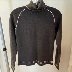 Charcole Turtleneck Sweater with Lilac Trim